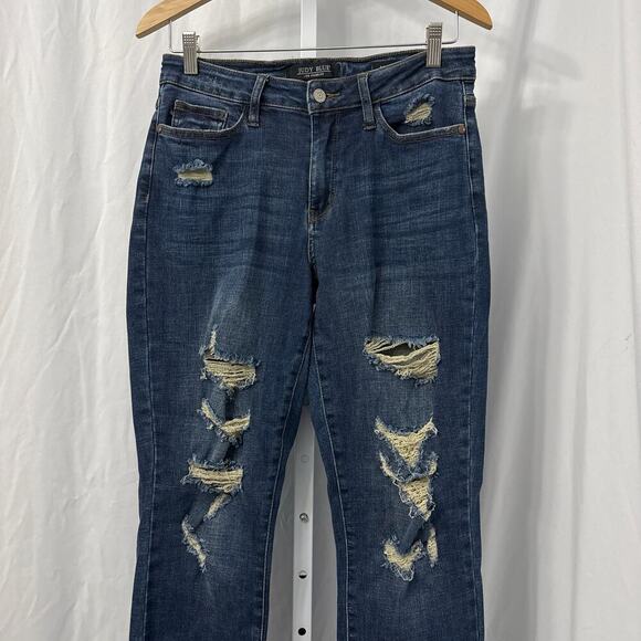 Judy Blue Boyfriend Fit Distressed Jeans Women’s 27 Stretch Raw Hem 5/27 - Picture 6 of 13